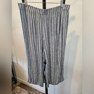 AGB WOMEN'S BLUE & WHITE WIDE LEG LIGHTWEIGHT PULL-ON ANKLE PANTS SIZE LARGE